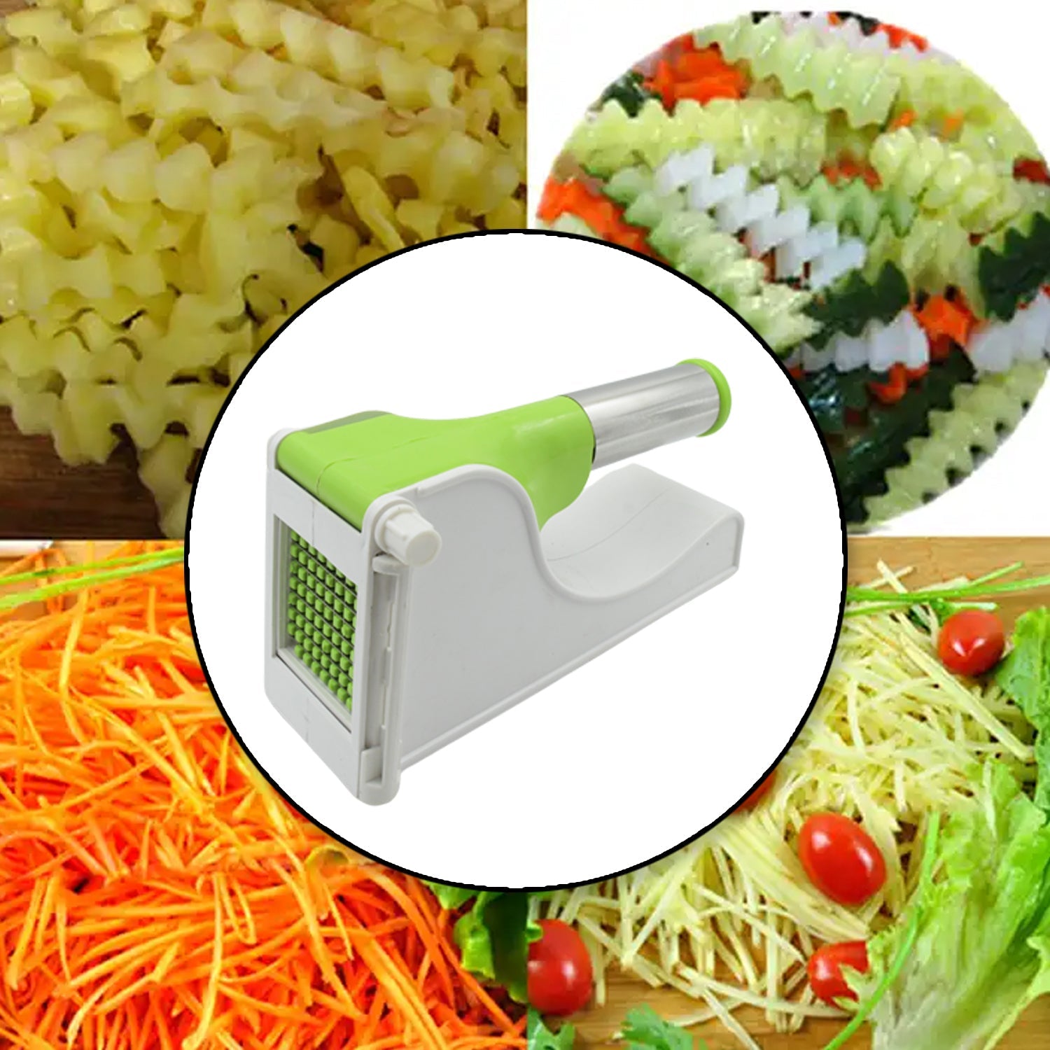 Potato chipper with a clear container. Potato chipper with a clear container.